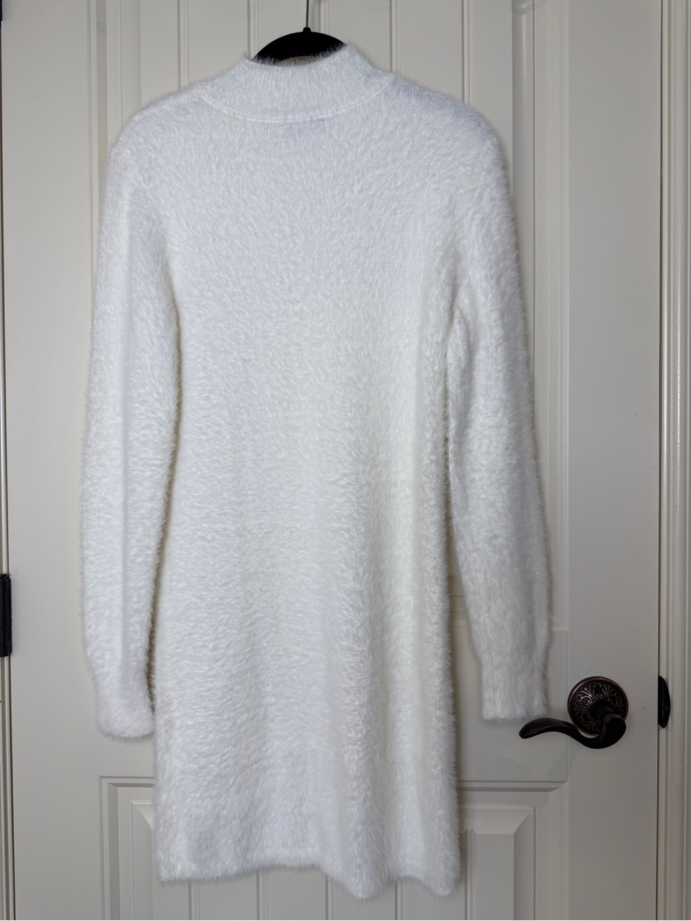 No Boundaries Women’s Long Eyelash Sweater Dress White Soft Fuzzy Mock Neck - Picture 4 of 10